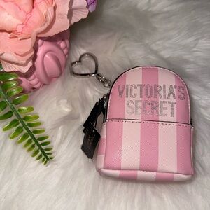 Victoria's Secret Pink Signature Logo Stripe Key Chain Mini Backpack Charm